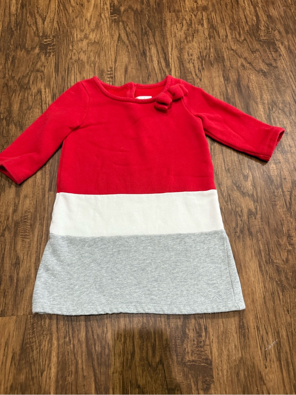 Gymboree Girls' Red, White & Gray Colorblock Dress with Bow
